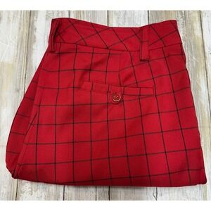 Lady Hagen Womens Plaid Golf Pants Red Black Career Casual ankle  Size 2. EUC